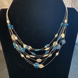Lia Sophia Elegant Blue and Silver Multi-Strand Necklace